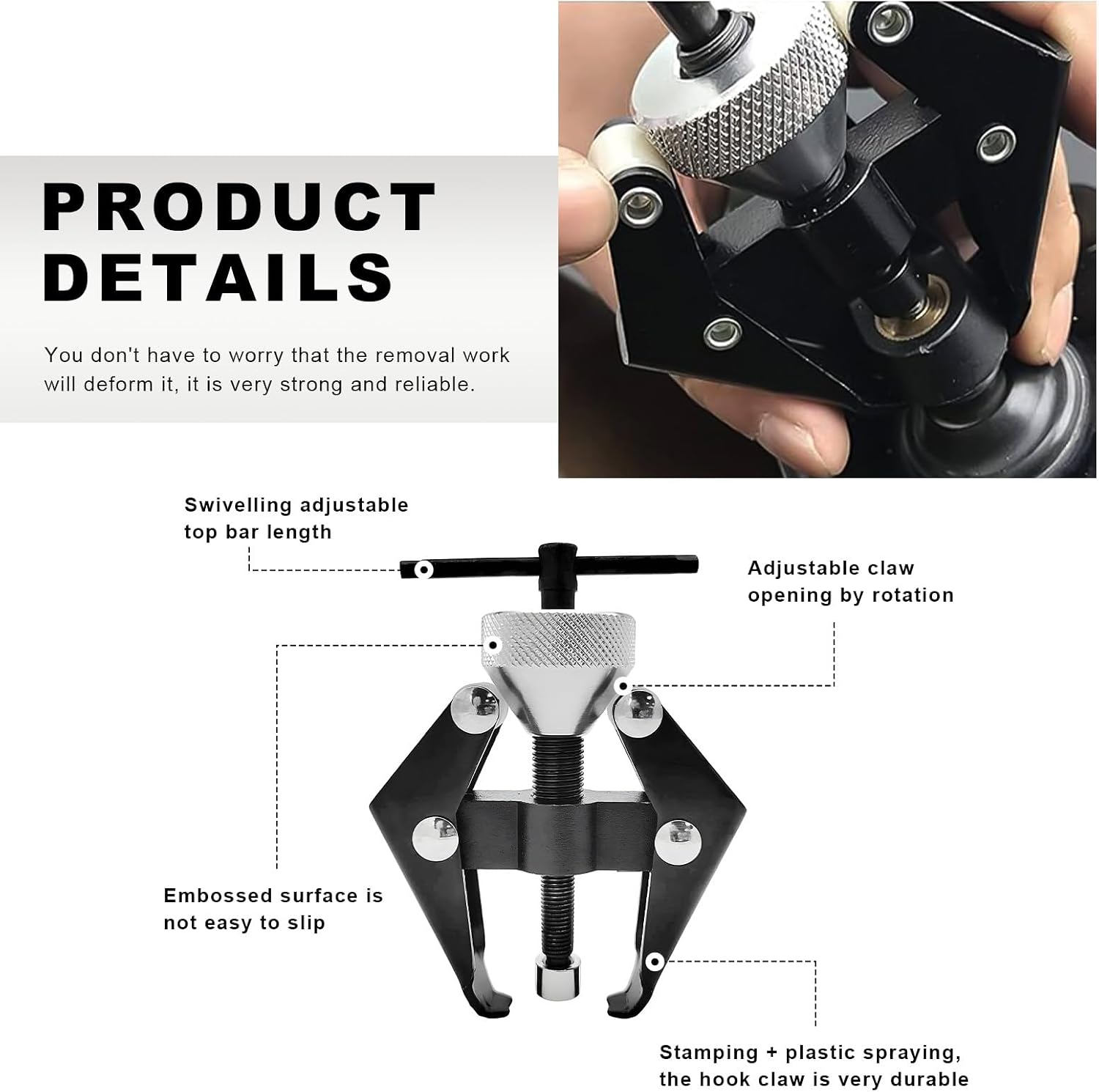 Battery Terminal and Wiper Arm Puller, Adjustable Windshield Wiper Arm Bearing Removal Tool, Heavy Duty Battery Terminal Remover Puller Repair Tool Kit for Most Cars