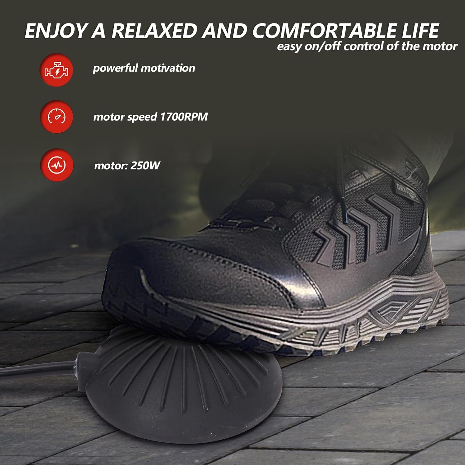 GAOMON Drain Cleaner Machine 50FT x 1/2 Inch Electric Drain Auger Sewer Auger Fits 1 to 4 Inch Pipes with 4 Cutter, Air-Activated Foot Switch, Gloves (K300F)