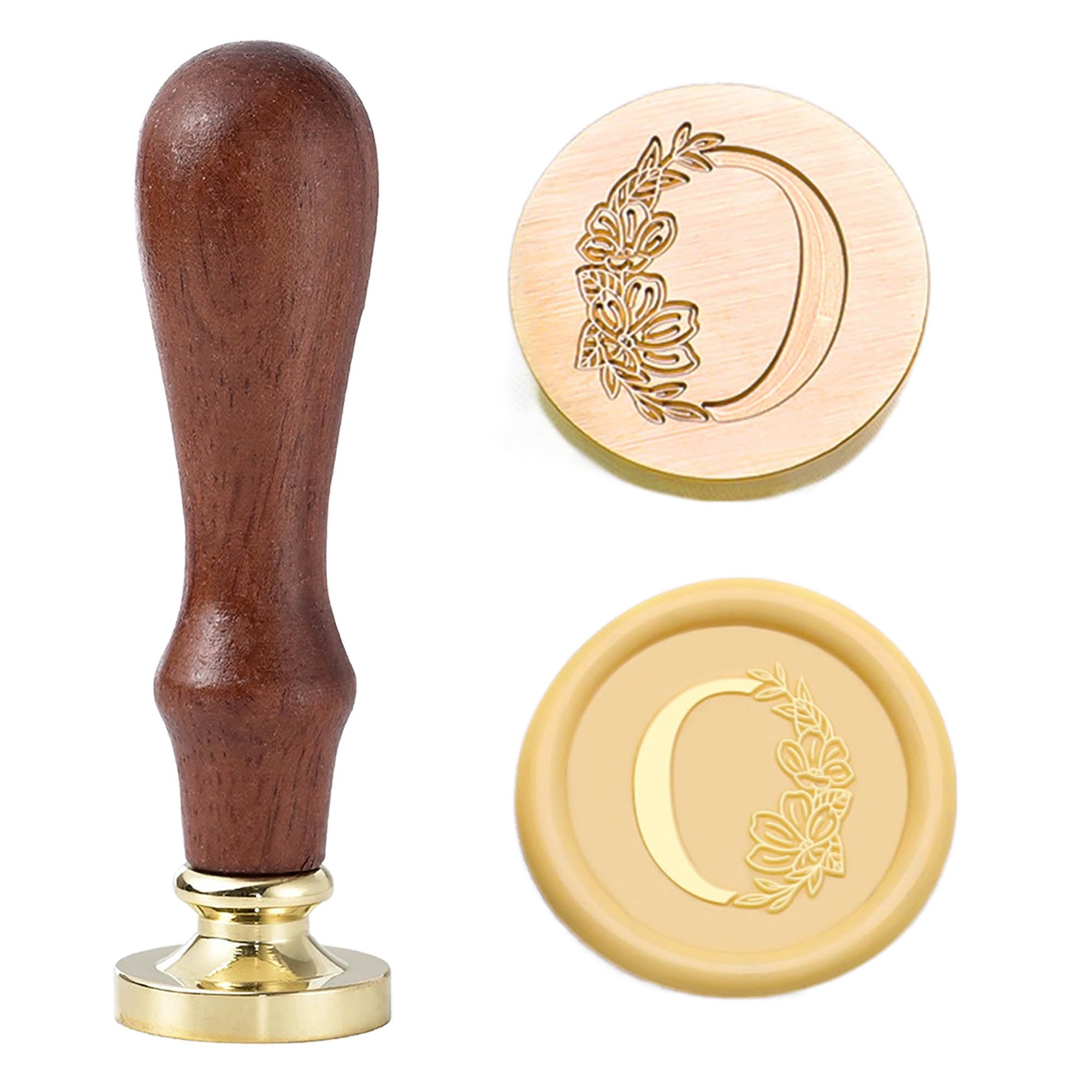 Statice Letter O Wax Seal Stamp - Initial Sealing Wax Stamp with Flower,0.98 inch/25mm Brass Alphabet Graphic Stamp for Envelopes,Invitations or Valentine's Day Gifts