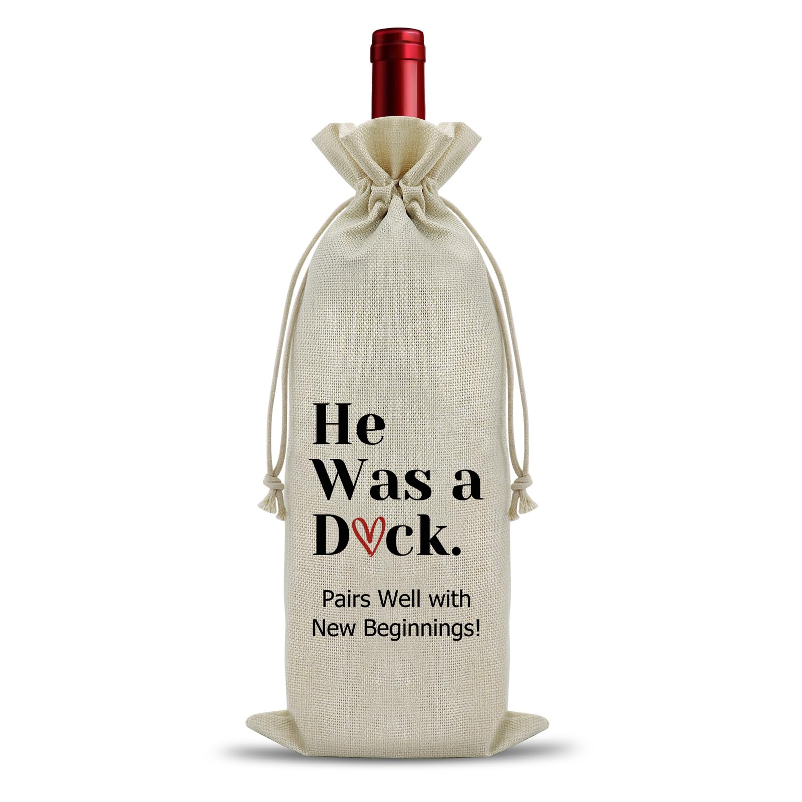 Divorce Gifts for Women Wine Bottle Gift Bag New Beginning Gifts Inspirational Gift for Sister Best Friends Family Break Up Party Present Burlap Wine Bags for Divorce Women Mom Coworker Besties