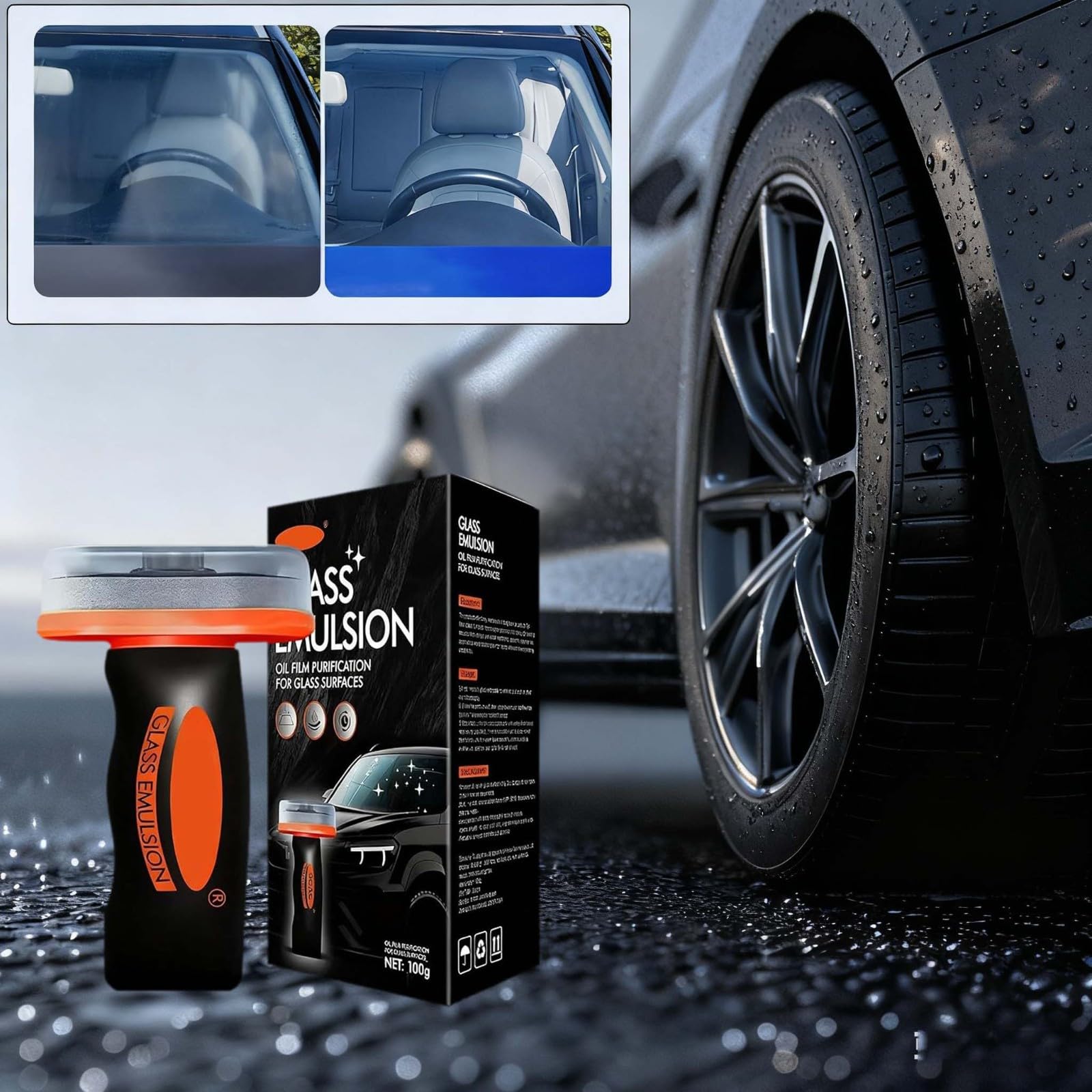 Hand-Held Glass Emulsion Cleaner, Oil Film Remover for Car Windshields and Windows, Car Windshield Oil Film Remover, Automotive Glass Oil Film Cleaning Brush, for Car Windows, Mirrors Surfaces (1PC) - 3