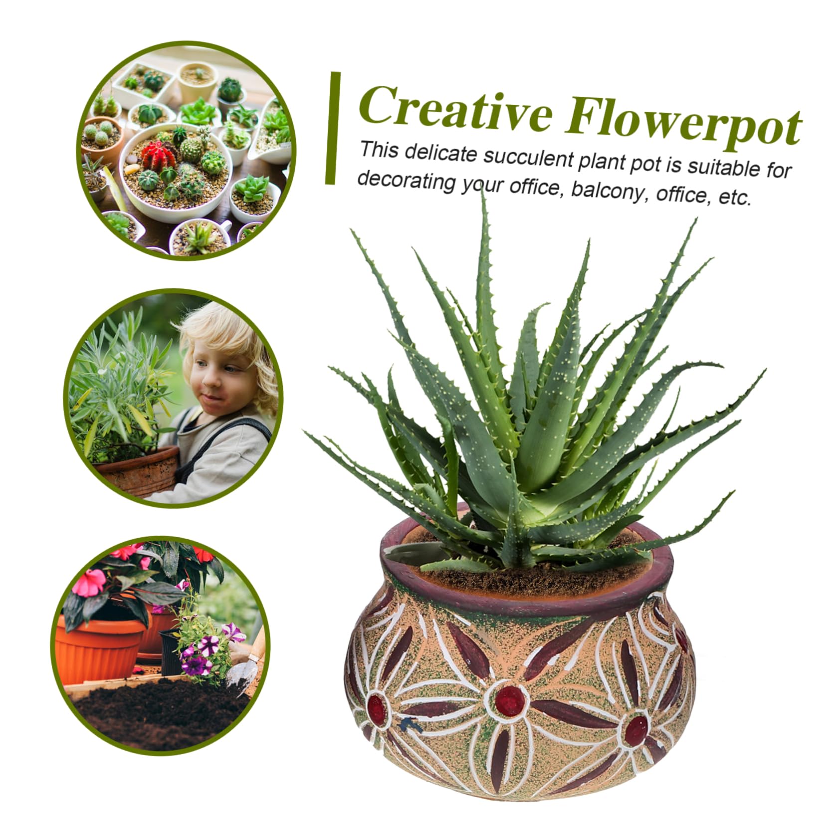 ibasenice 5pezzi Vasi per Piante Grasse in Ceramica Vasi da Fiori Piccoli per Bonsai Fioriera in Ceramica per Balcone Giardinaggio Domestico Decorazioni per Casa