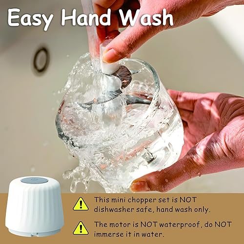 Miniatura 6 de Mini procesador de alimentos inalámbrico con múltiples 3 cuencos (13.5 fl oz+8.5 fl oz+3.4 fl oz) y 6+3+2 cuchillas, picadora de ajo, picadora de