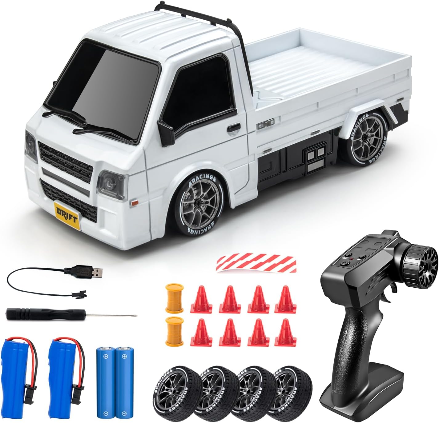 1/24 RC Drift Car, Remote Control Car, 2.4GHz 20KM/H 4WD High Speed RC Truck,Drifting Tires＆Two Batteries Racing Sports Toy Idea Gift for Boys Girls and Adults Kids