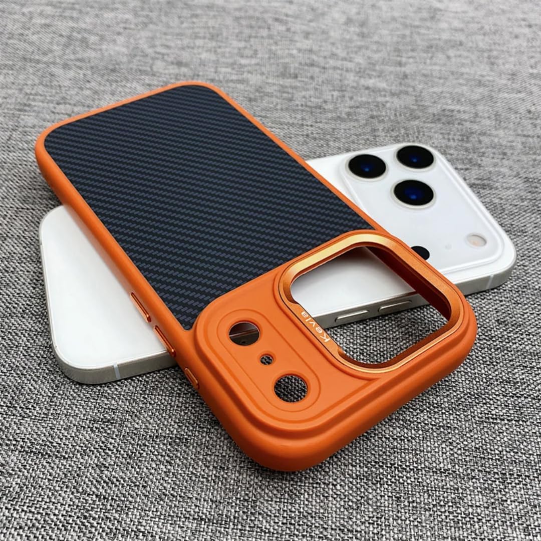 Do iPhone'a 17 Pro, etui z aktywnym przyciskiem dotykowym i odporną na wstrząsy obudową ze stopu metali, z funkcją ładowania bezprzewodowego (do iPhone'a 17 Pro/pomarańczowe)