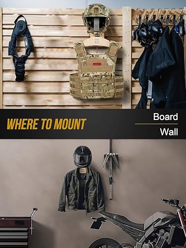 Miniatura 4 de ONETIGRIS Soporte de pared para equipo táctico, soporte de pared para casco de motocicleta, soporte para placa de soporte de chaqueta, organizador