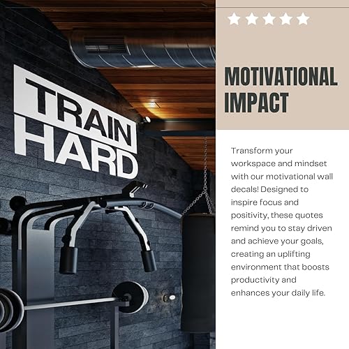 Miniatura 2 de My Vinyl Story Tren duro  Calcomanía motivacional grande para pared de gimnasio en casa, gimnasio, yoga, ejercicio, fitness, entrenamiento,