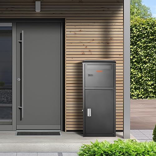 Miniatura 8 de VEVOR Cajas de entrega de paquetes para exteriores de 16.2 x 15.8 x 44 pulgadas, caja de entrega de paquete de acero galvanizado con cerradura