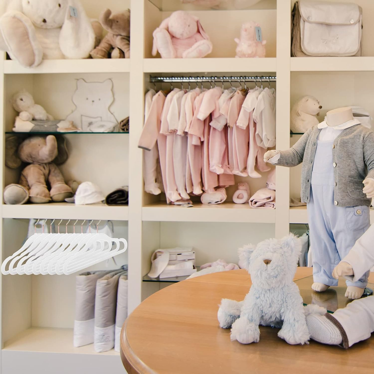 Amyhill 100 Pack Velvet Hangers Bulk Non Slip Clothes Hangers Durable Newborn Velvet Space Saving Infant Nursery Newborn Toddler(Baby,White)