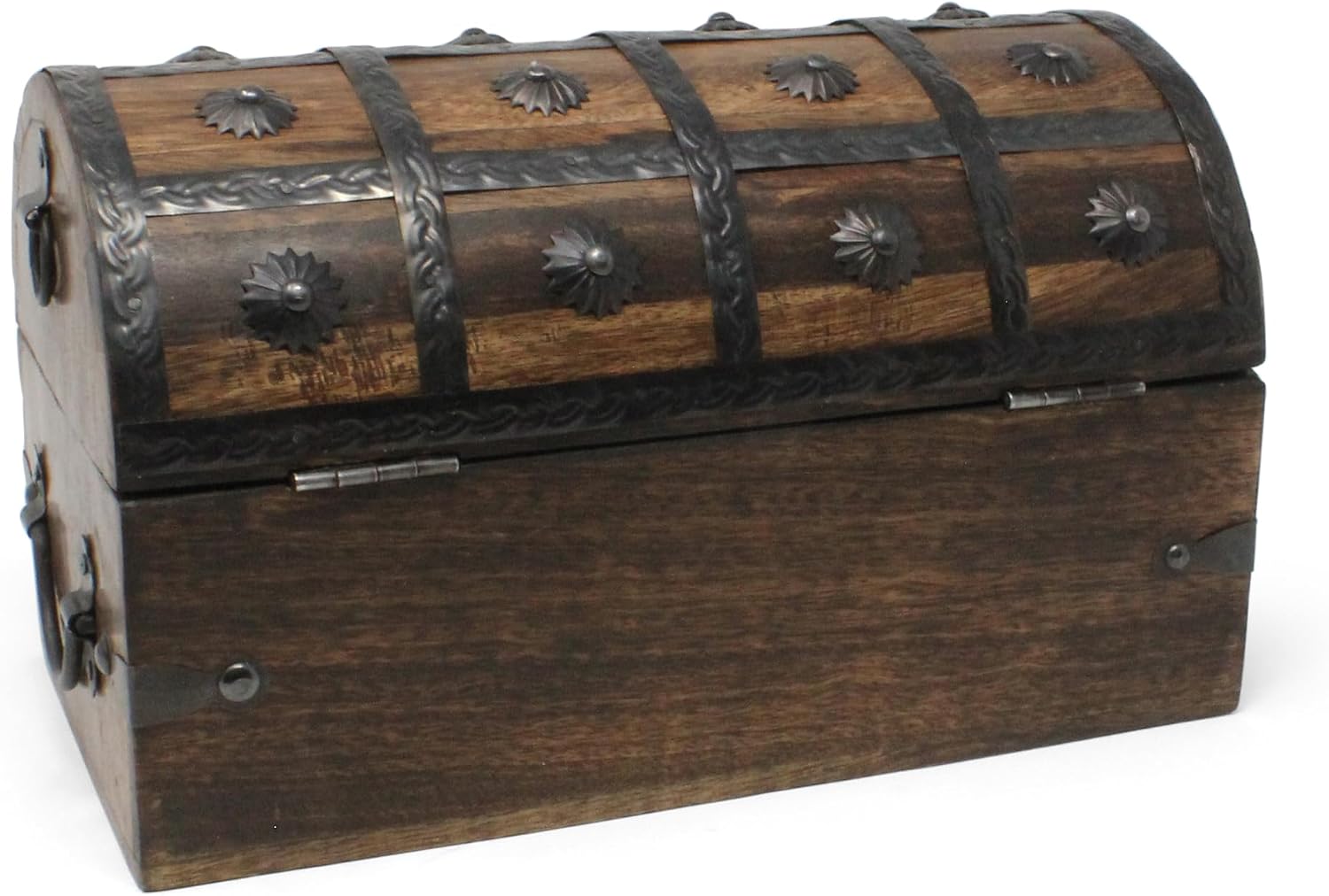 Nautical Cove Treasure Chest Keepsake and Decorative Wood Box (X-Large 11x6x6.5) - Storage Box, Wooden Box with Hinged Lid, Rustic Storage, Pirate Storage Box, Vintage Wooden Chest image 3