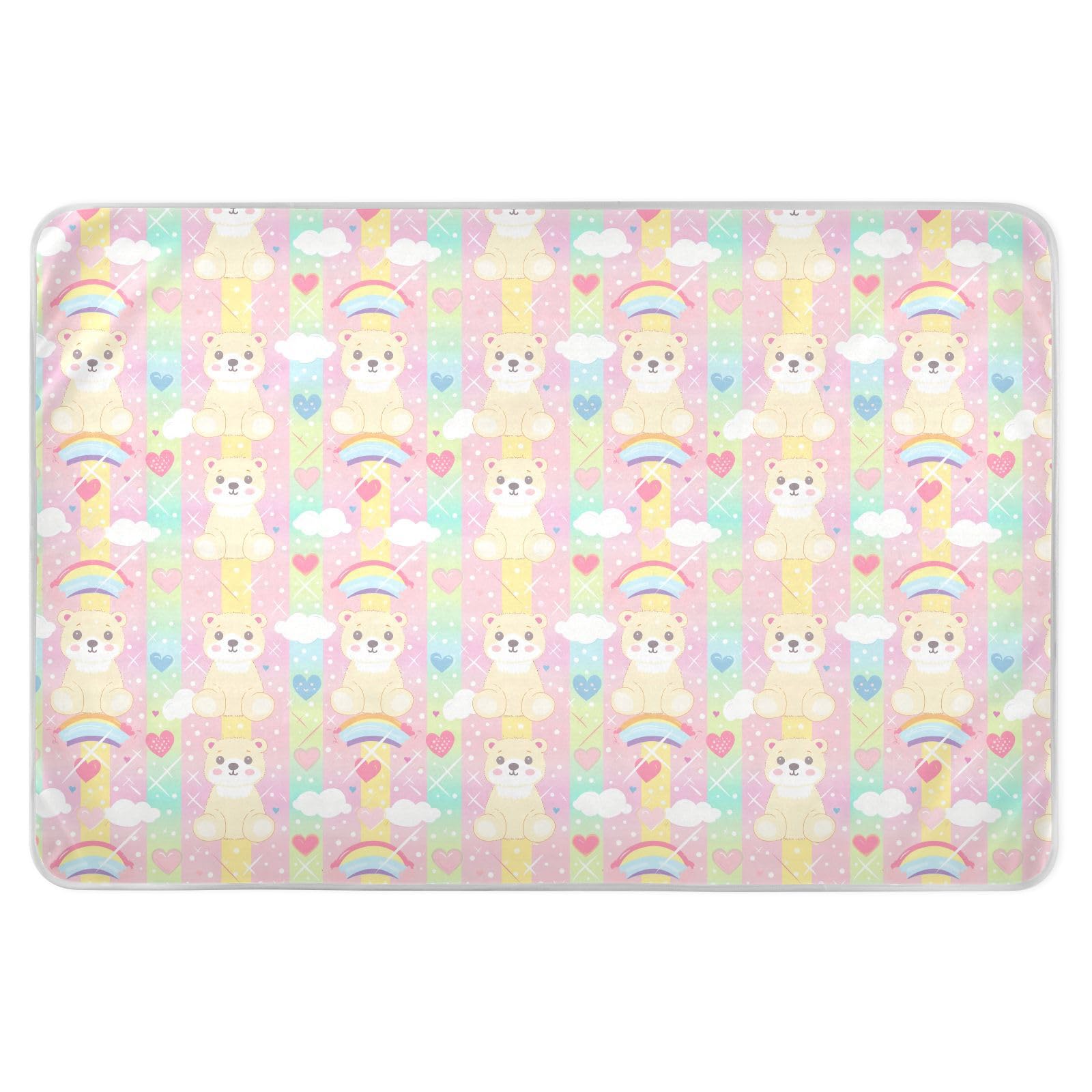 Polar Bear Cartoon Bed Underpads Waterproof Washable Crib Pee Leakproof Quick Drying Diaper Pads for Baby Toddler Children , 52