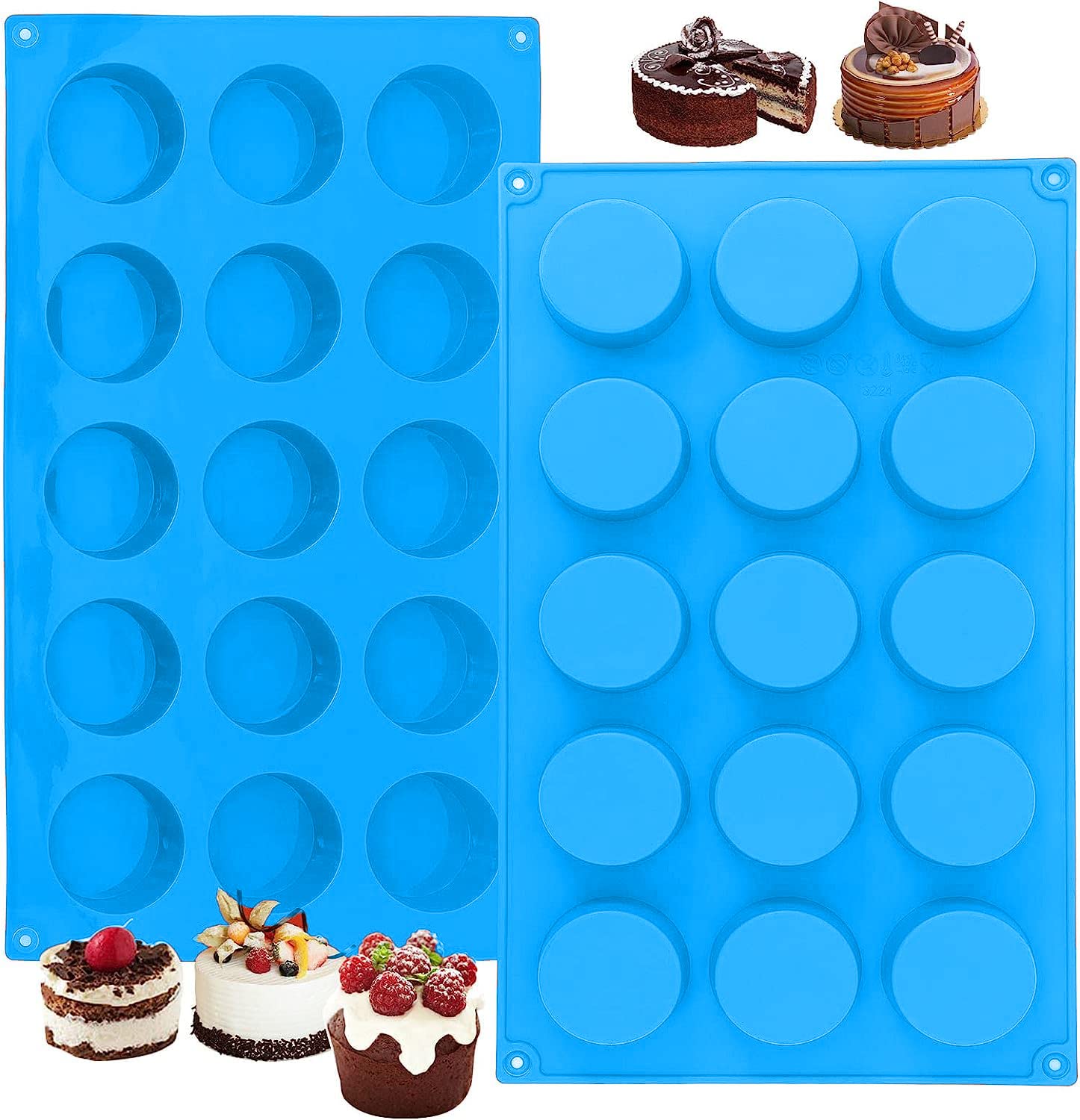KARP Silicone Muffin Pan - Regular 15 Cavity Silicone Cupcake Pan, Non-Stick Cake Molds Great for Making Muffin Cakes, Tart, Bread - BPA Free and Dishwasher Safe-Only 1 Qty -Multicolor