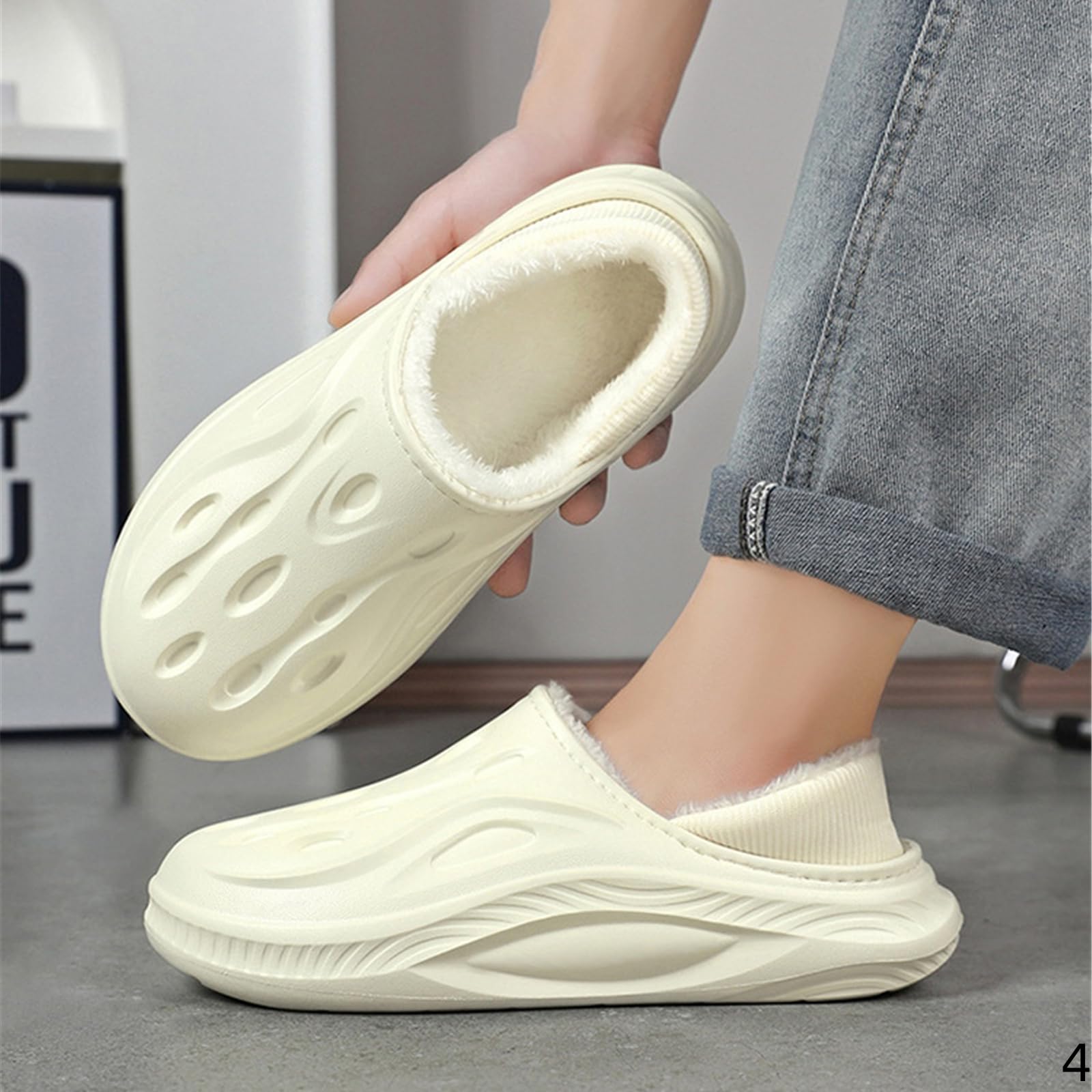 Pantofole Donna Da Uomo In Cotone Per Abbigliamento Autunnale E Invernale Eva Impermeabile Antiscivolo Interni Domestici