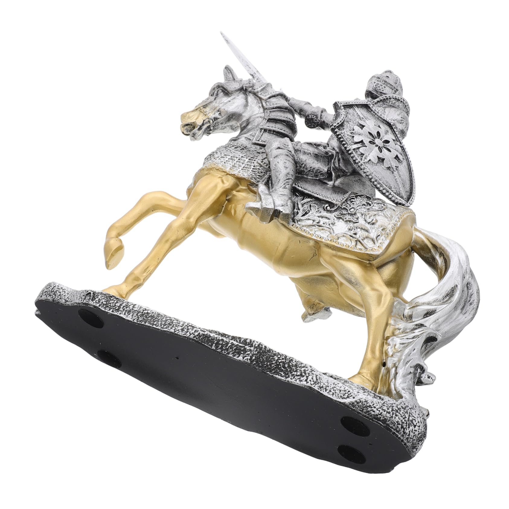 TOYANDONA Statuette Chevalier Médiéval en Résine Argentée, Décoration Rétro
