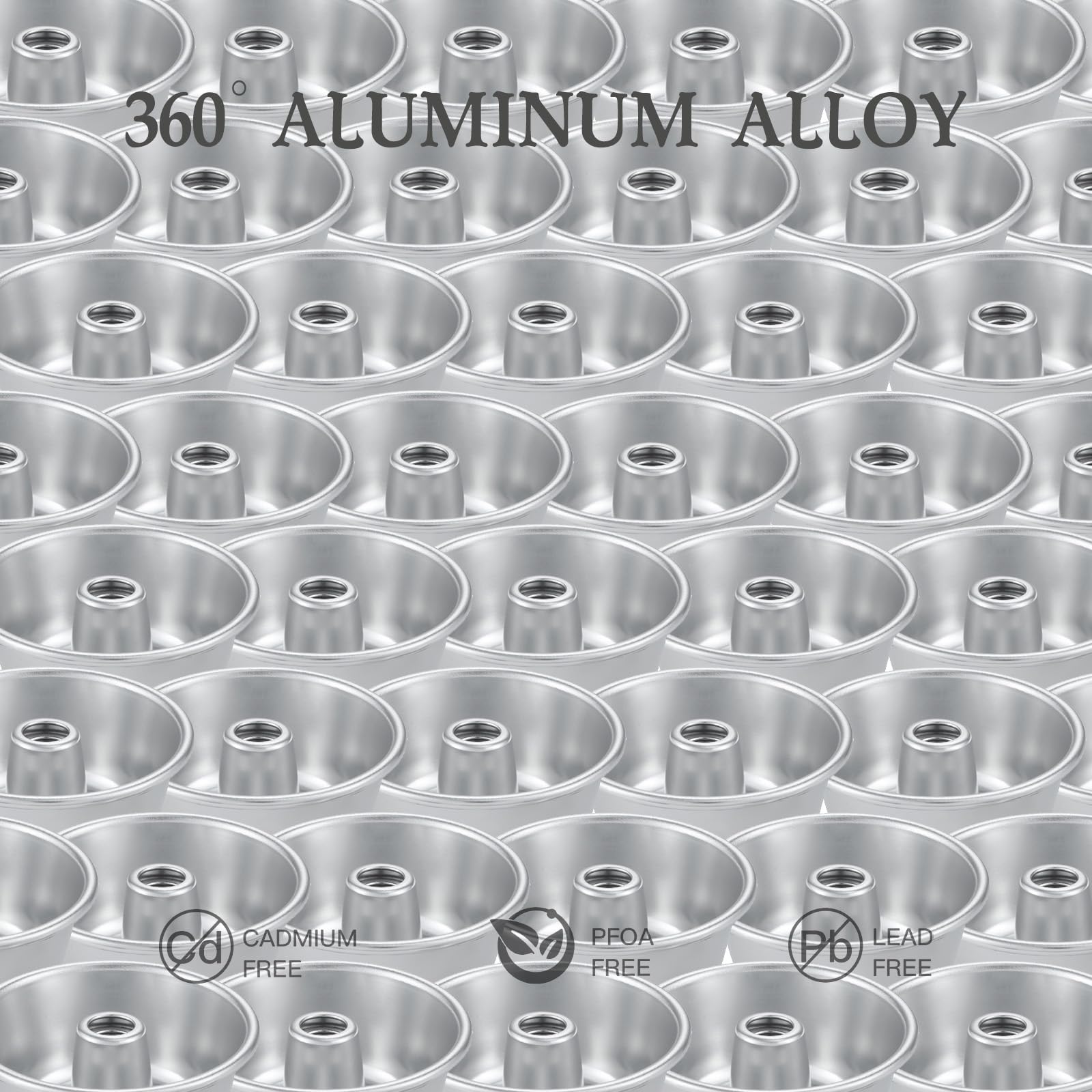Lot de 6 moules à gâteau cannelés en aluminium antiadhésifs de 10,2 cm pour la cuisson, moules à gâteau empilables en mousseline de soie, passent au four, au lave-vaisselle, au réfrigérateur,