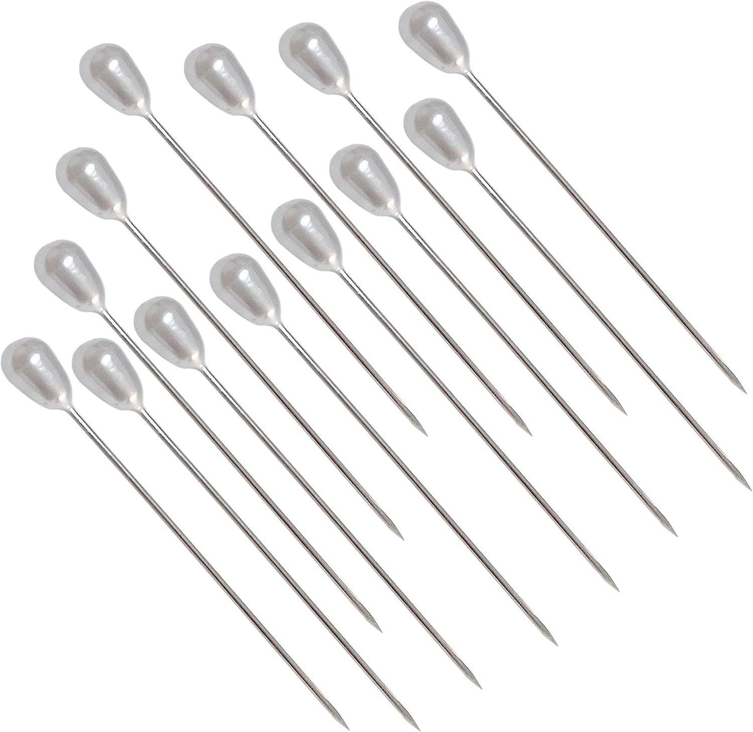 100pcs Corsage Boutonniere Pins Teardrop Pearl Head Pins Bouquet White Straight Head Pins for DIY Crafts Jewelry Making Sewing Wedding Flower Decorations