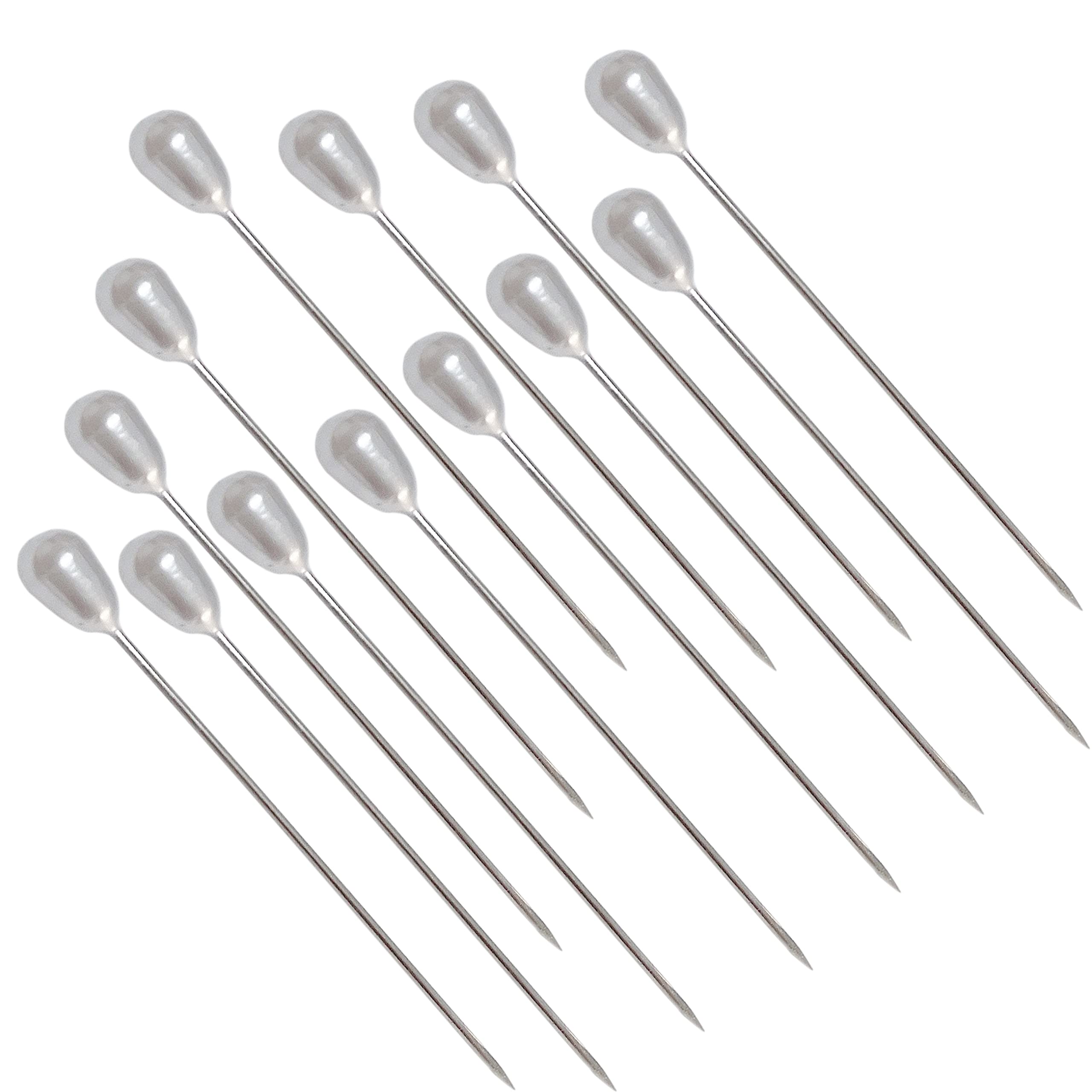 100 alfileres de ramillete con forma de flor de lágrima y perla, ramo de alfileres blancos de cabeza recta para manualidades, joyería, costura, decoración de flores de boda