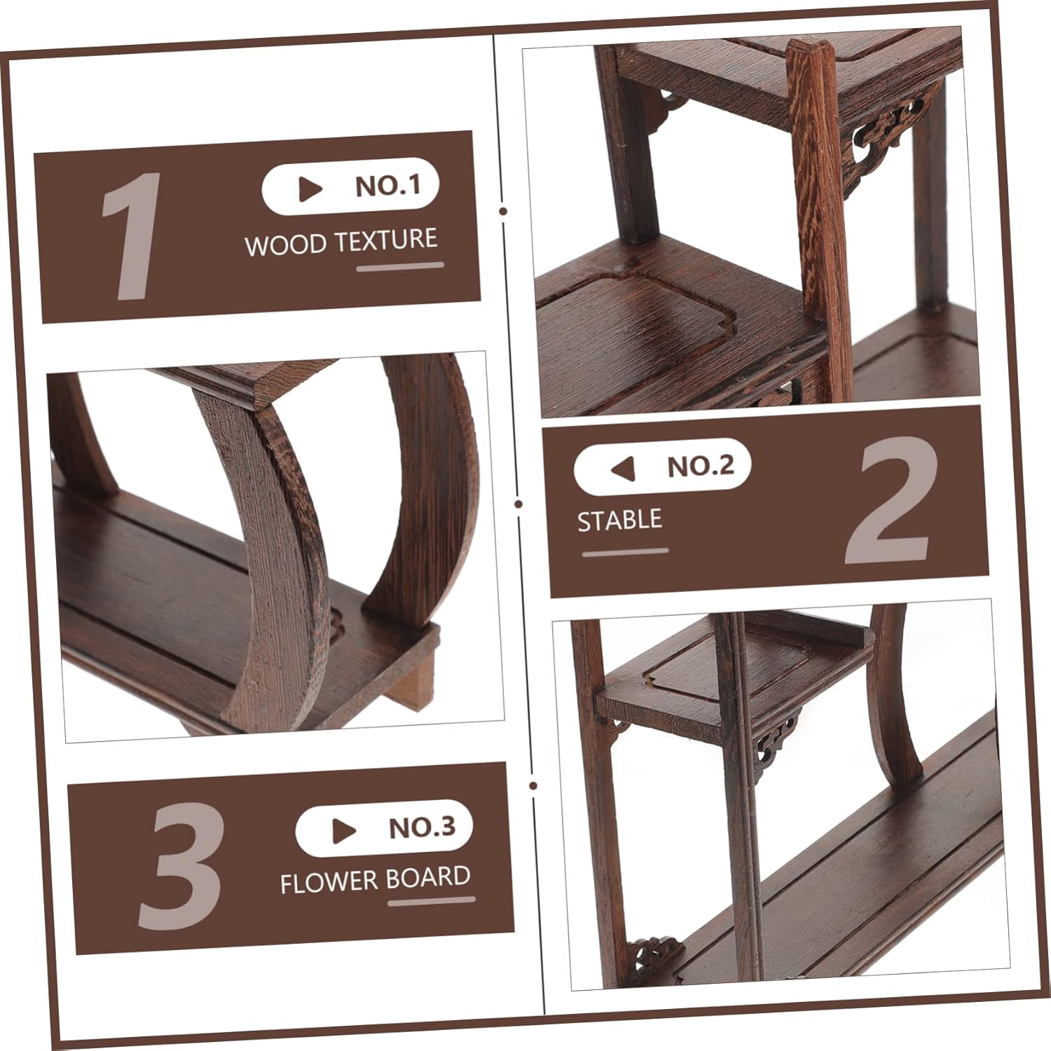 ERINGOGO Antique Wooden Carving Curio Display Stand Elegant Storage Rack for Home Decor Solid Tea Table Ornament Display Multi Functional Decorative Shelf