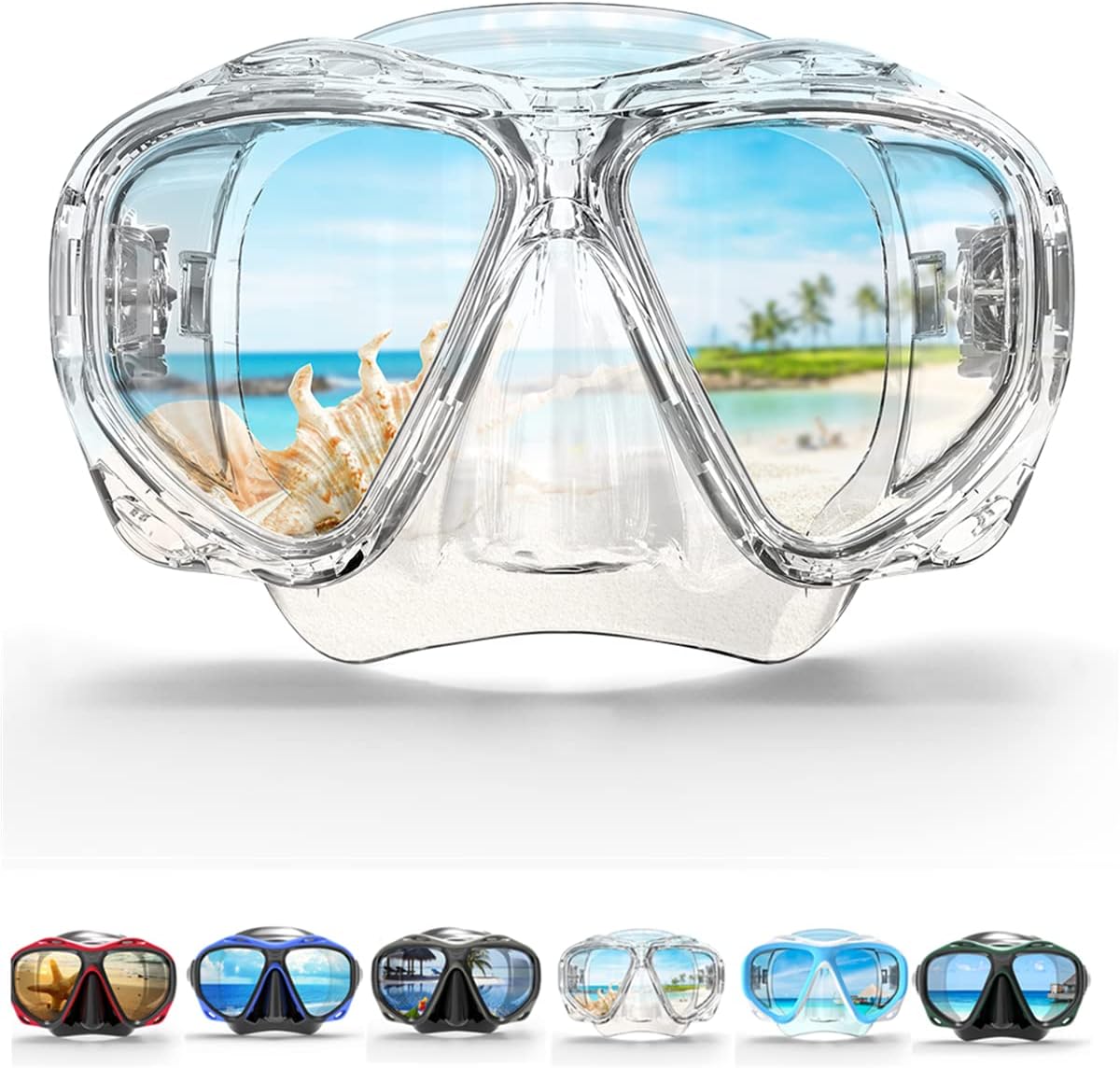 Adult Scuba Mask, Dive Mask Anti Fog Snorkeling Scuba Diving Glasses, Great Seal Free Diving Tempered Glass Mask Goggles