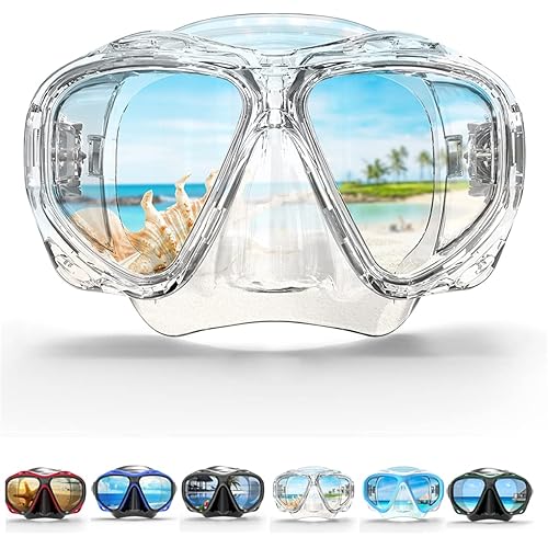 COPOZZ Adult Scuba Mask, Dive Mask Anti Fog Snorkeling Scuba Diving Glasses, Great Seal Free Diving Tempered Glass Mask Goggles