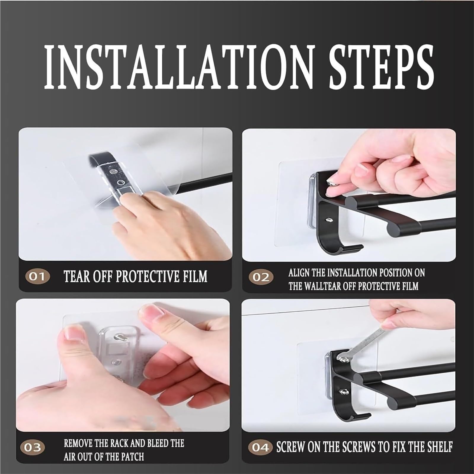 Toallero autoadhesivo, barra de aluminio espacial, soporte de pared con instalación sin taladro, para baño y cocina