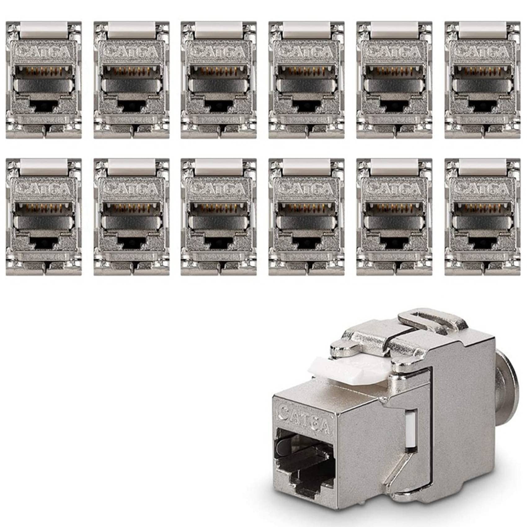 Prises RJ45 Cat6A – 24 Modules Blindés Boîtier Métal