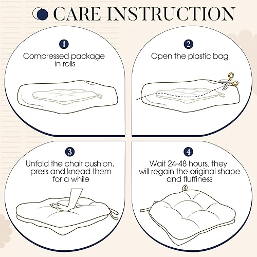 Vista 57 de Basic Beyond Paquete de 4 cojines para sillas de comedor, cojines para sillas de comedor con lazos y respaldo antideslizante, 15.5 x 15.5 pulgadas