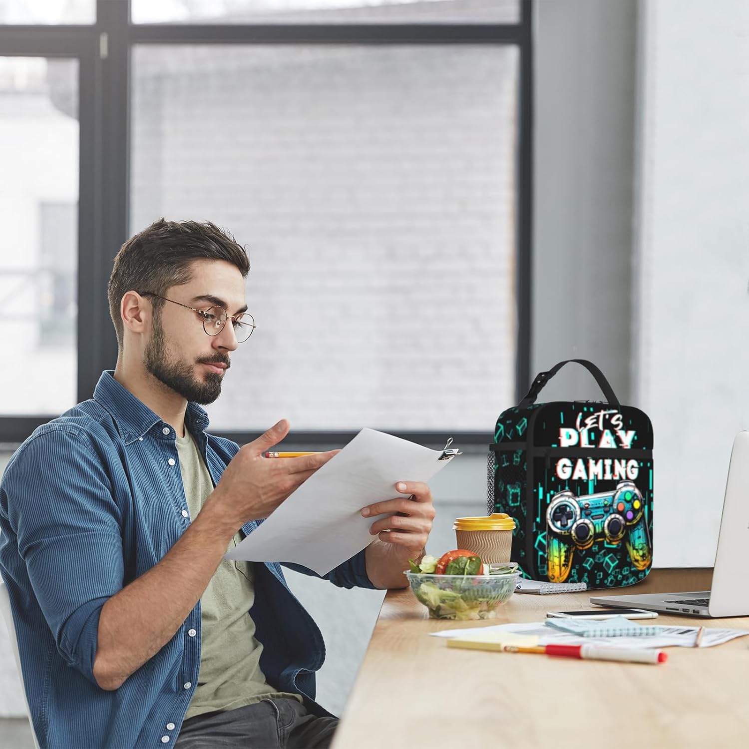 Video Game Lunch Bag for Boys Girls Kids Teenage Colorful Green Gamepad Boys Lunch Box Reusable Insulated Games Lunchbox Waterproof Leakproof Portable Game School Lunch Boxes - Image 5