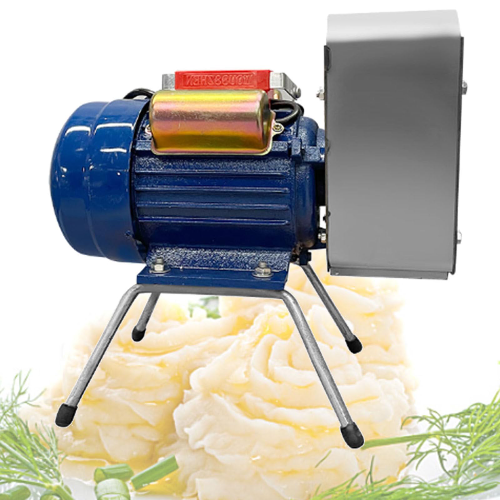 Elektrischer Kartoffelstampfer, 750 W. Kommerzieller Edelstahl-Kartoffelstampfer, Schleifwelle und Getriebe, professioneller Kartoffelstampfer, Leistung 20–30 kg/h