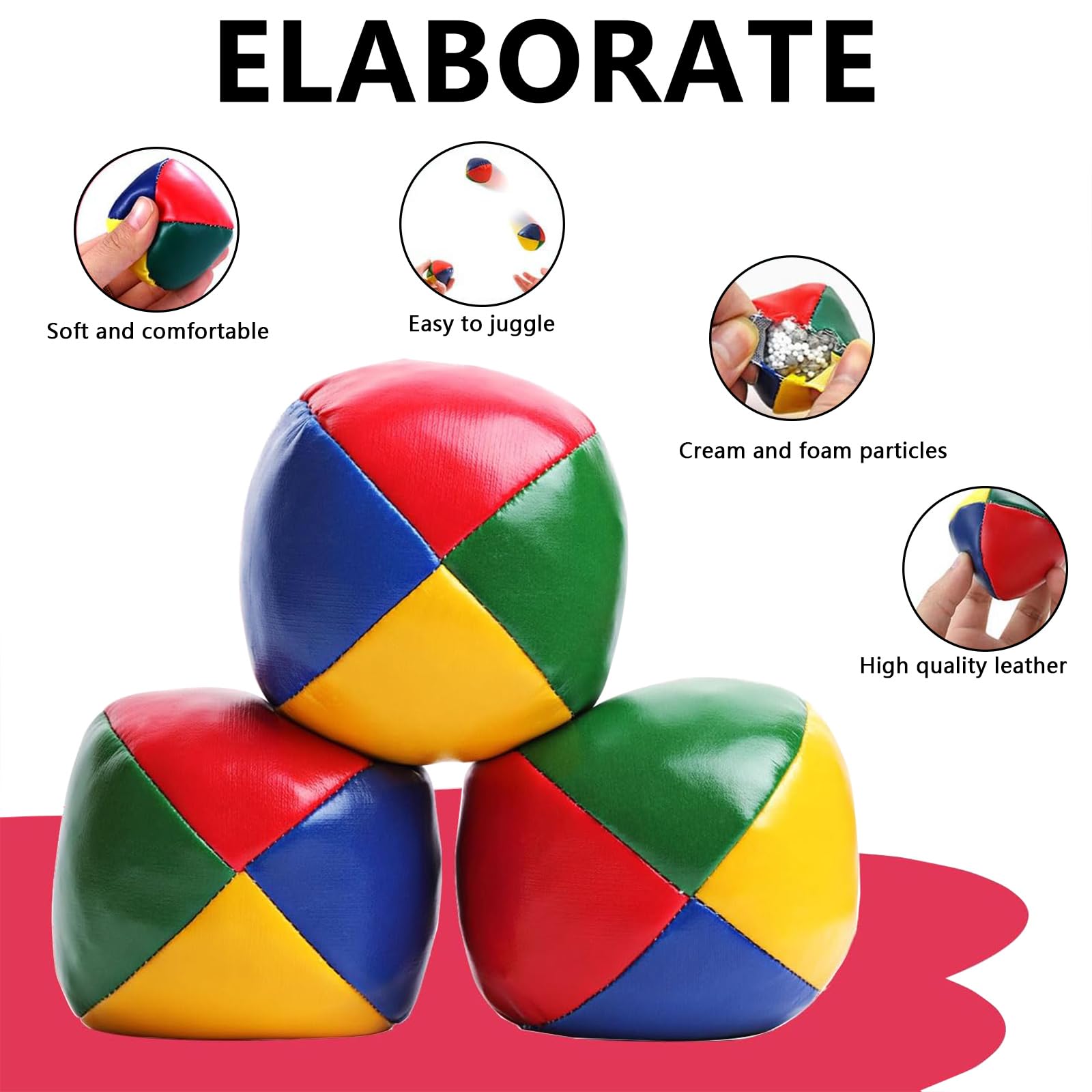 Kit De 15 Balles De Jonglage Souples - Motifs Emoji, Couleurs Vives, Pour Enfants Et Adultes, Coordination œil-main - 8