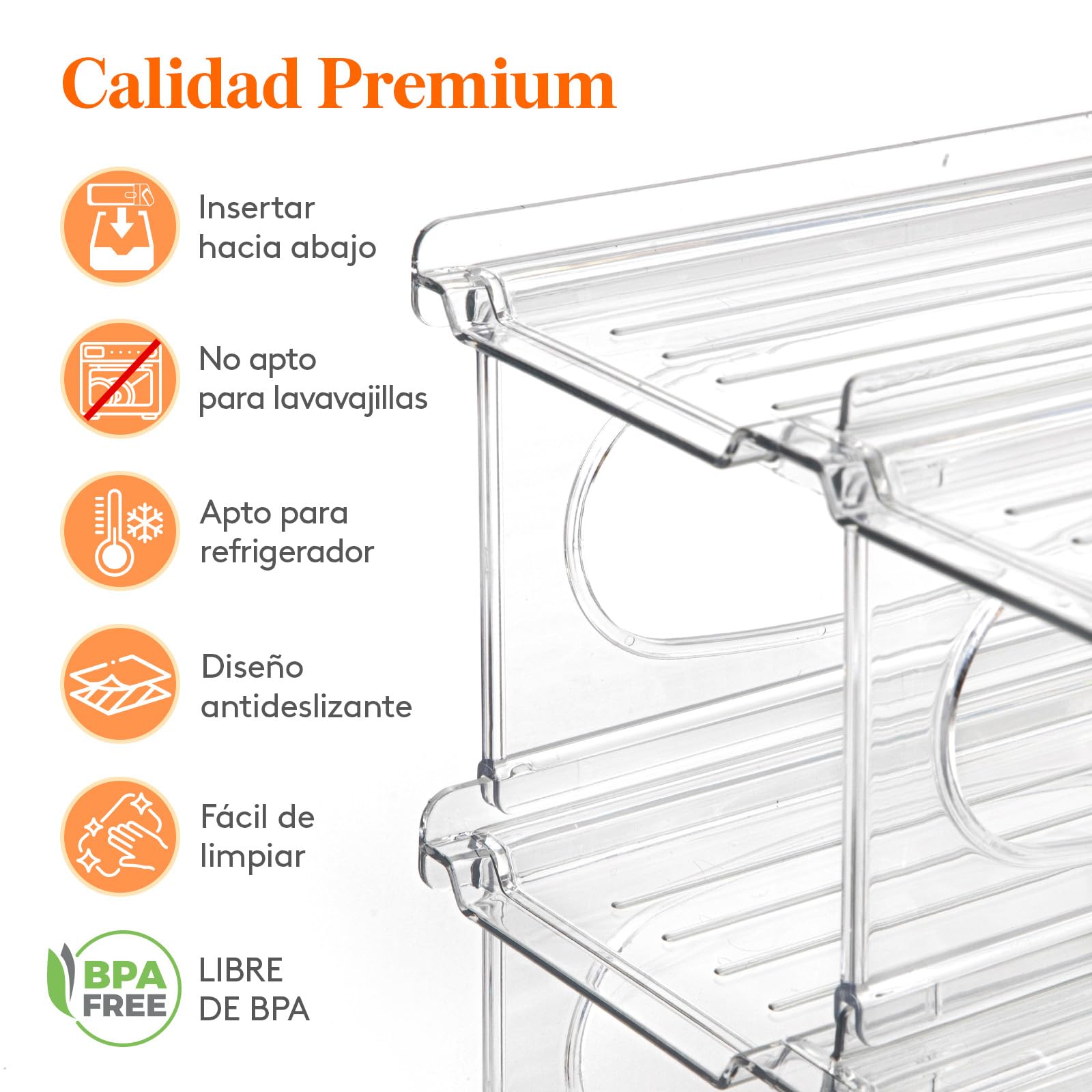 Lifewit Botellero Frigorifico para 12 Botellas, 3 Niveles Apilables Botellero para Vino, 42 x 20 x 23 cm Organizador Botellas