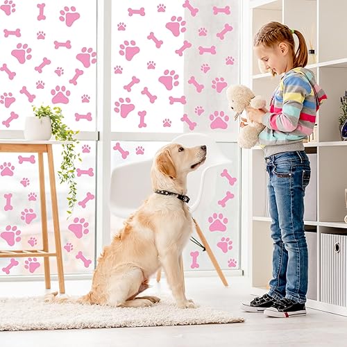 Miniatura 5 de ZCOEVYH 76 calcomanías de pared de huesos de perro y pata de perro, calcomanías para niños, calcomanías de vinilo removible de huellas de animales