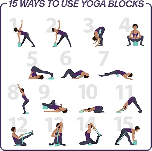 Miniatura 8 de URBNFit Bloques de yoga - Juego de 2 bloques de yoga de espuma resistente con correa para ejercicio, entrenamiento de pilates, estiramiento,