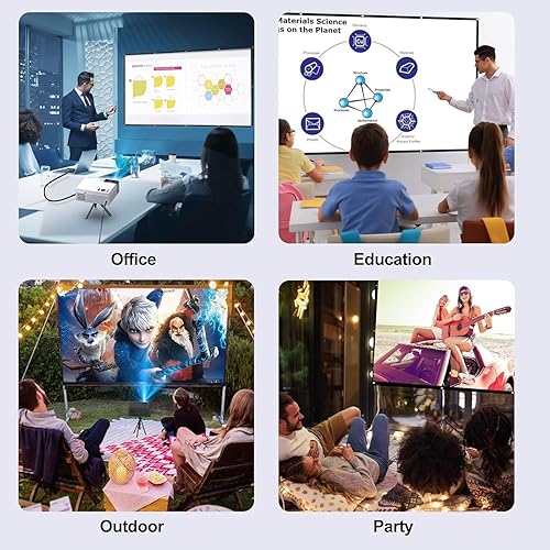 Miniatura 5 de FUDONI Pantalla de proyector de 100 pulgadas, pantalla de proyector portátil para interiores y exteriores, pantalla de proyección para cine en casa,
