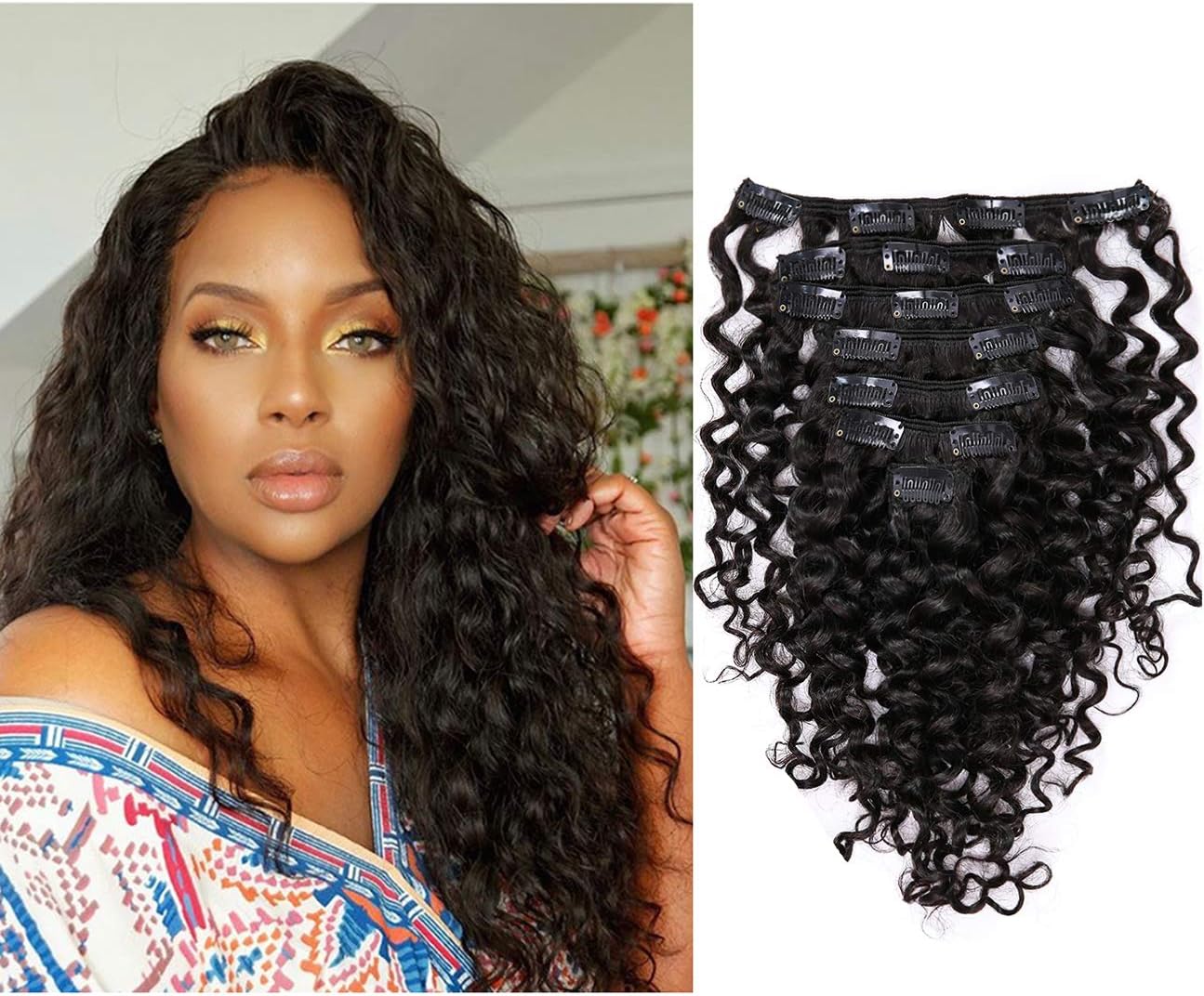 Human Curly Clip In Hair Extensions