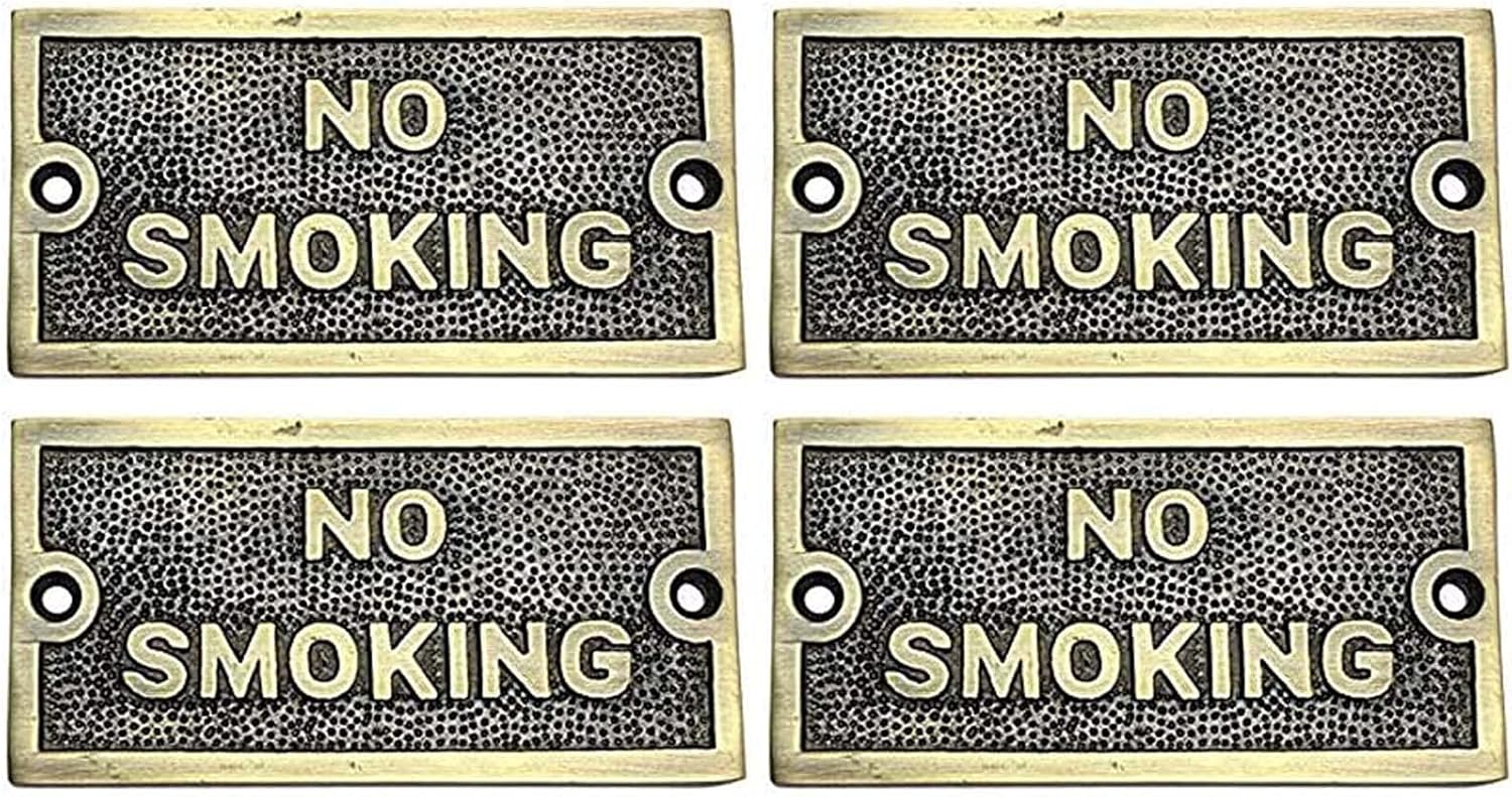Adonai Hardware Small "NO SMOKING" Brass Door Sign - Antique Brass