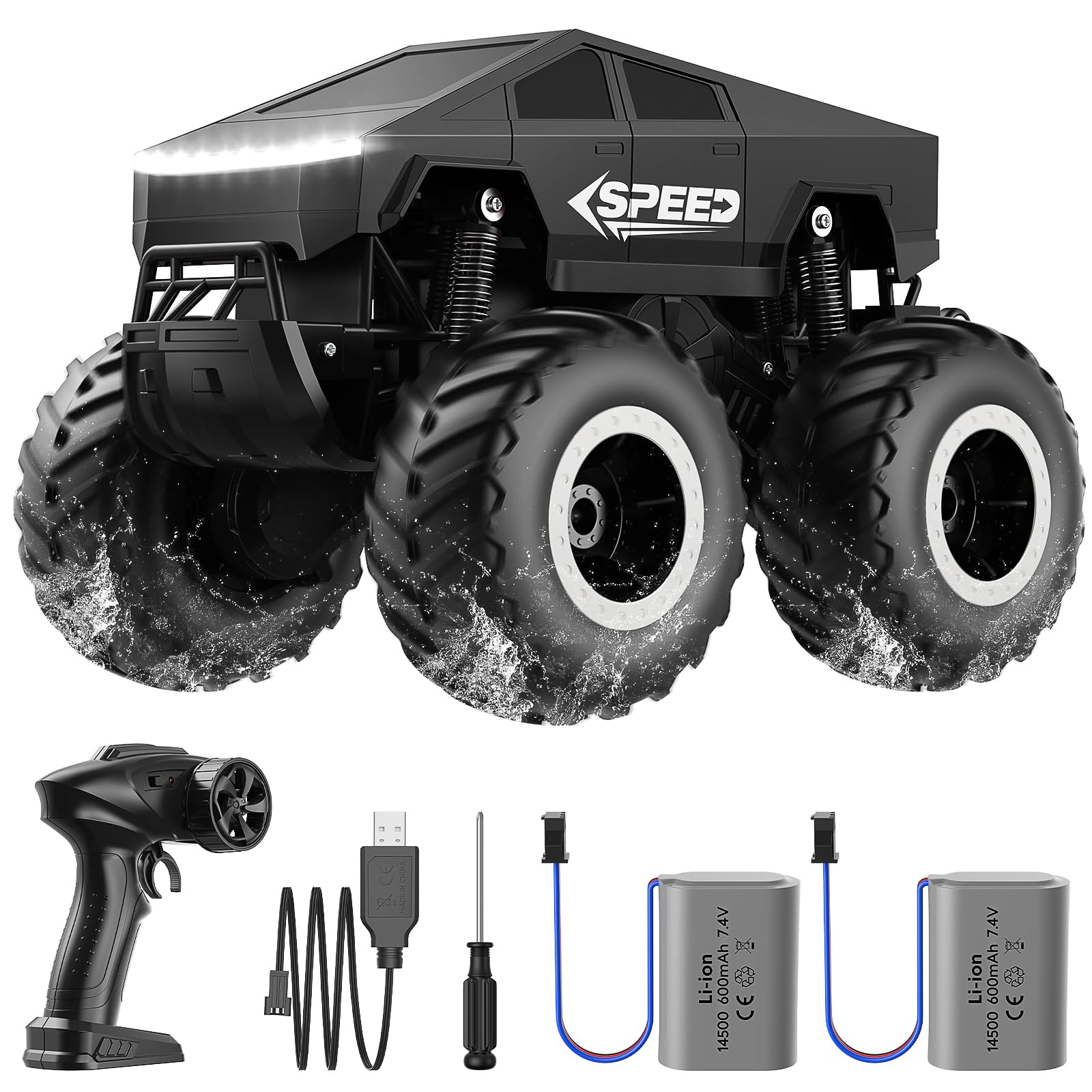 Cybertrack RC Car Toy for Kids Ages 6 and Up, Remote Control, Waterproof, Monster Truck, Amphibious 4WD, All Terrain, Off-Road Pickup, 1:16 Scale, 2.4GHz Vehicles, Boys, Christmas, Kids, Birthday Gift