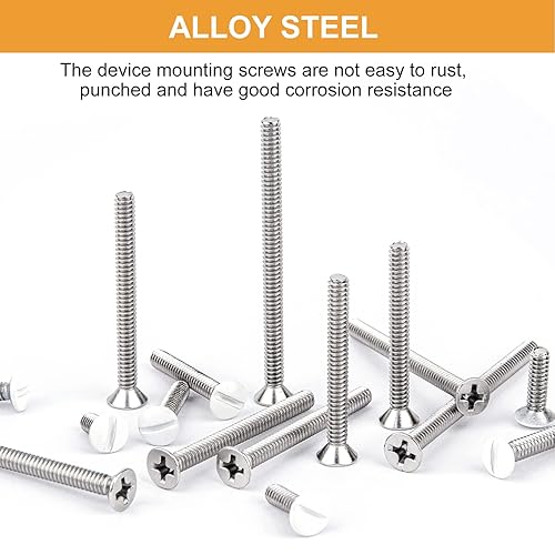 Miniatura 3 de VIGRUE Tornillos de salida extralargos 145 Uds. Tornillos de salida eléctricos largos Tornillos de pared Tornillos de máquina blancos Tornillos de