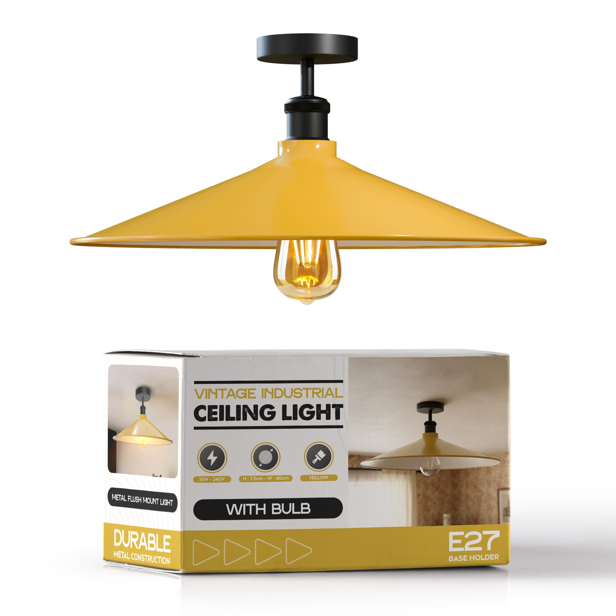  - 3 Way Pendant Light E27 Base 10Cm Black Metal Lightshade 95Cm Industrial Height Adjustable Ceiling Hanging Lamp For Indoor