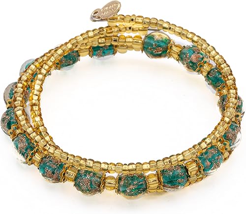 Sospiri Venezia Pulsera de mujer con 16 cuentas de cristal de diámetro de 0.315in, pulsera original de cristal de Murano, idea de regalo hecha en