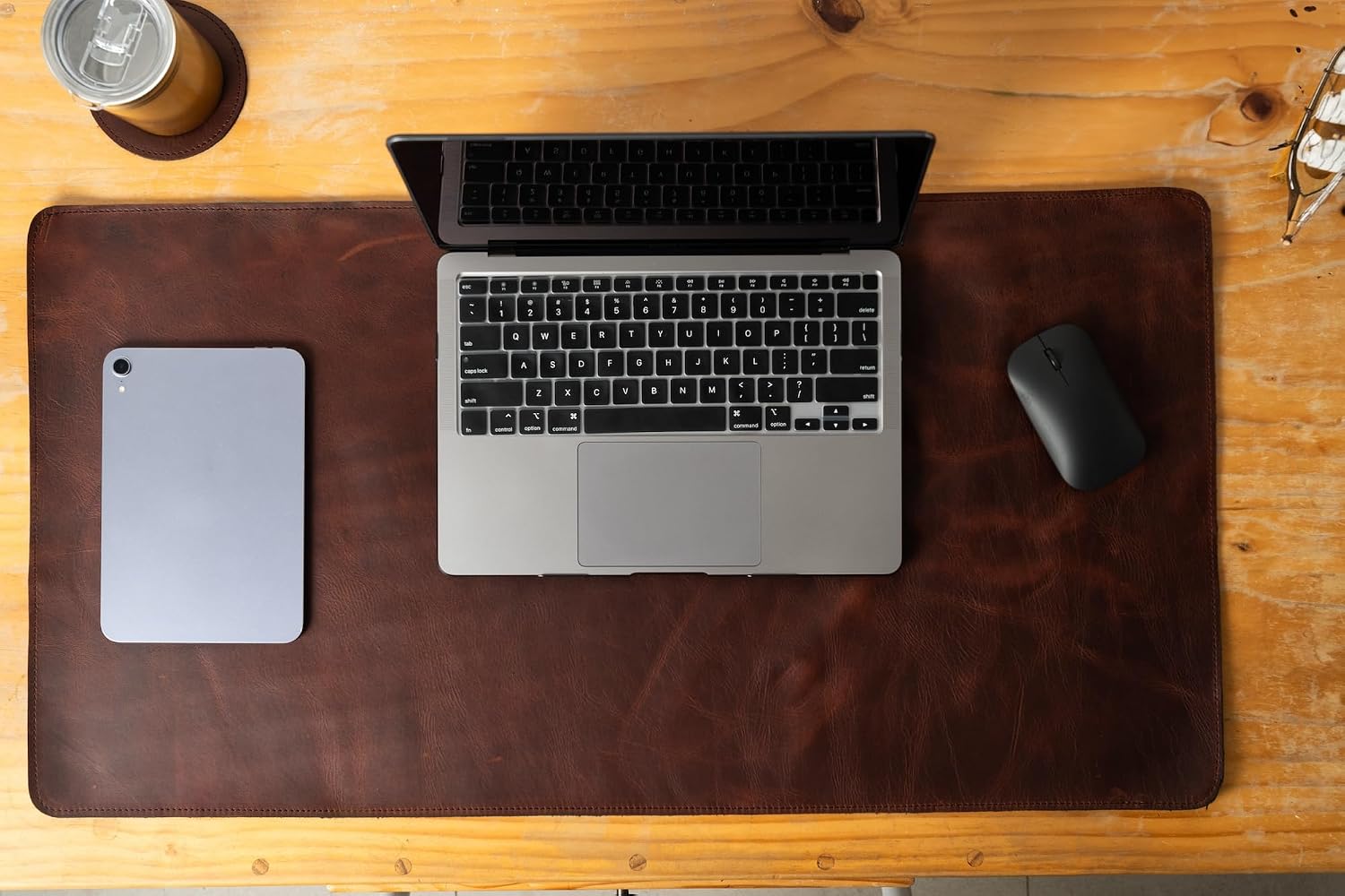 Desk matt for Desktop | Leather Desk mat | Computer Desk | pad | Laptop pad |Original Leather Desk mat | Essentials Work from Home Essentials | Office Desk | Gaming Computer (Luxury Coffe, M) image 4