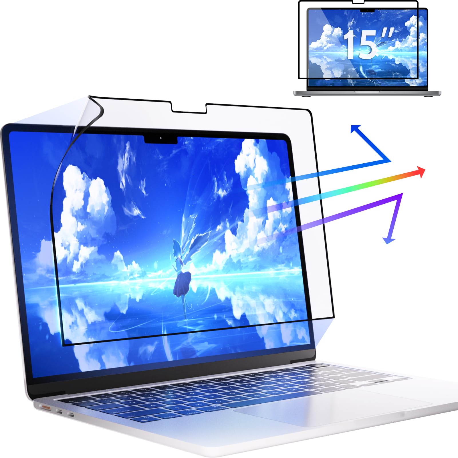 MacBook Air 15 Inch Screen Protector NEW Upgrade Anti Blue Light Screen film Compatible with MacBook Air 15.3 inch (A2941,A3114, M2/M3), Matte Scratch Resistance/Eye Protection/Anti Glare
