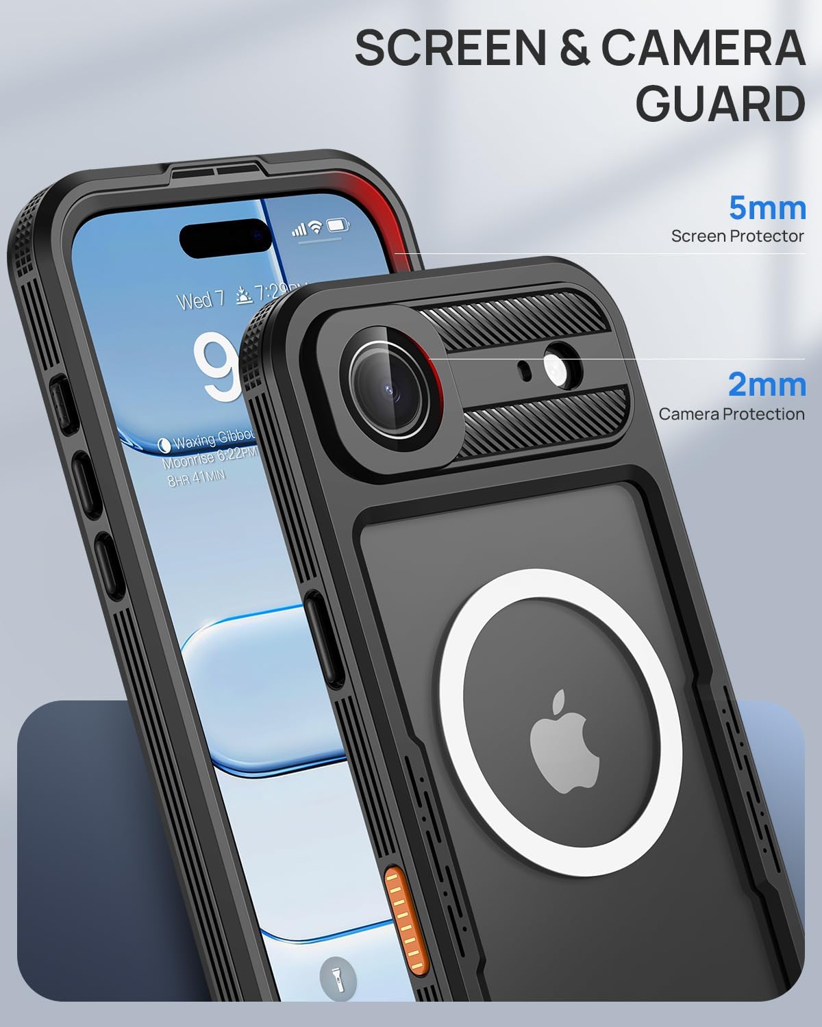 Lanhiem Magnetic for iPhone Air Phone Case, IP68 Waterproof Dustproof Phone Case, [Compatible with Magsafe] [Built-in Screen Protector] Full Body Heavy Duty Rugged Phone Cover 17 Air 6.5 inch, Black - Image 7