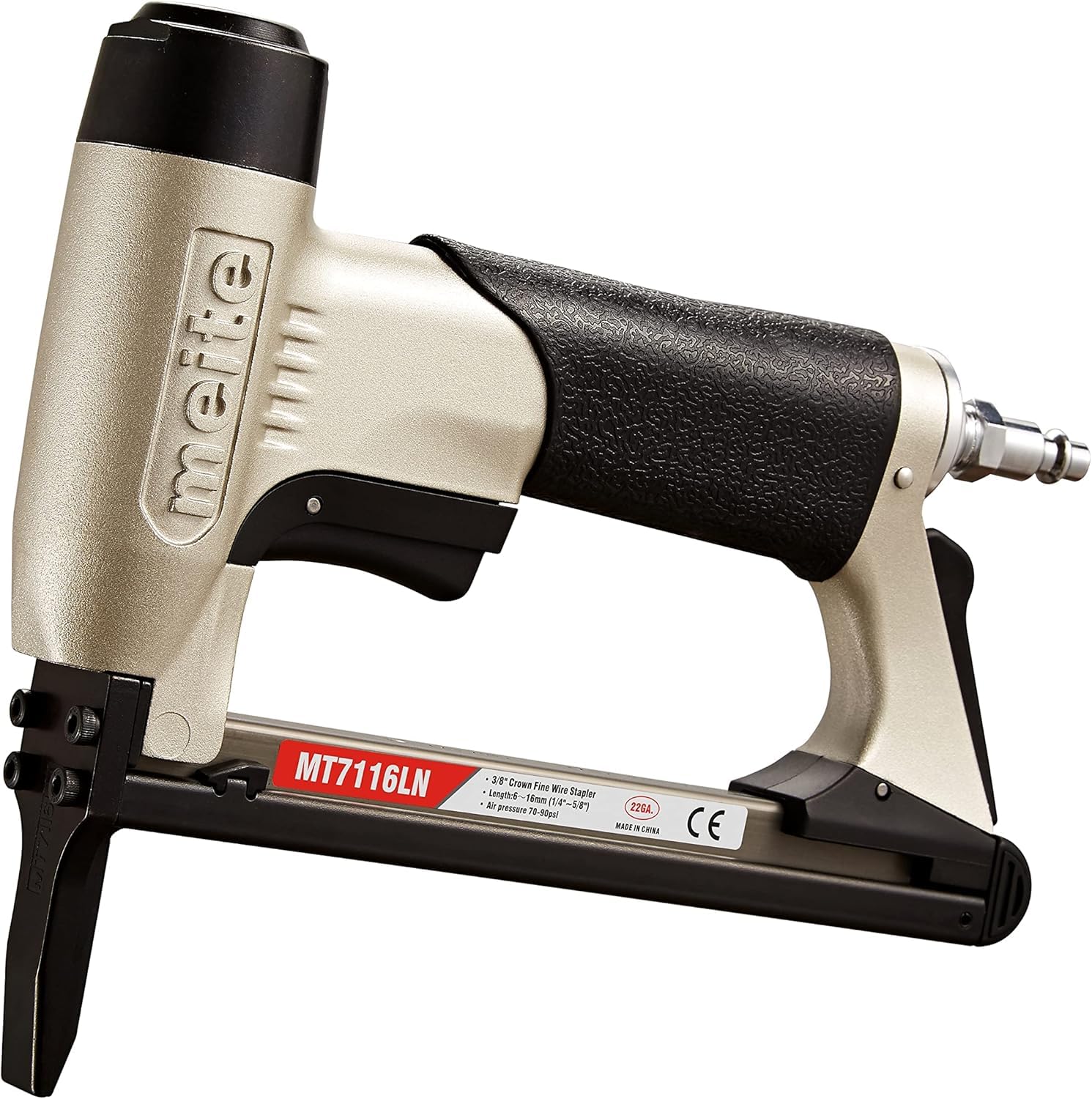 meite MT7116LN Pistola sparachiodi ad aria compressa, graffatrice pneumatica a becco lungo per tappezzeria, pistola sparachiodi leggera 22GA per mobili e lavorazione del legno