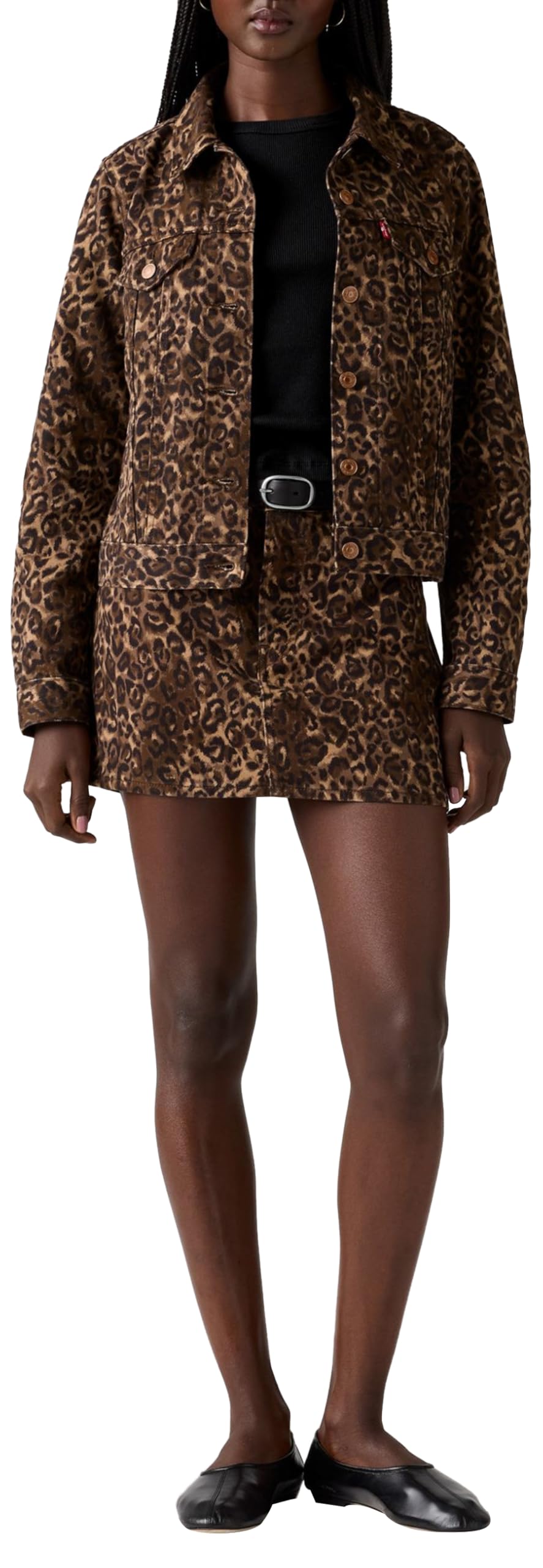 Levi's Original Trucker Denim Jacket Women's Leopard Print Extra Small