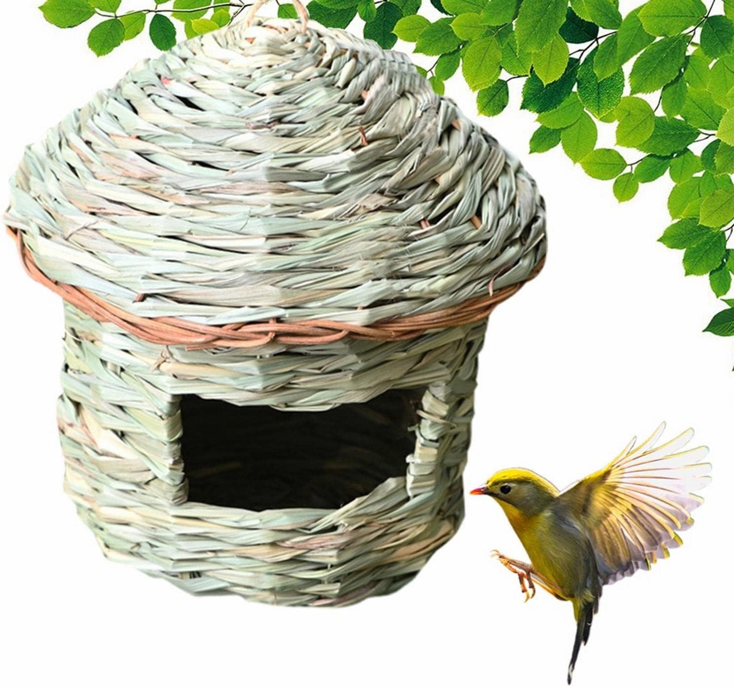 Bird Perches Creative Hand-Woven Bird’s Nest Natural Environmentally Cages Reed Straw Hanging Shooting Props Pet House
