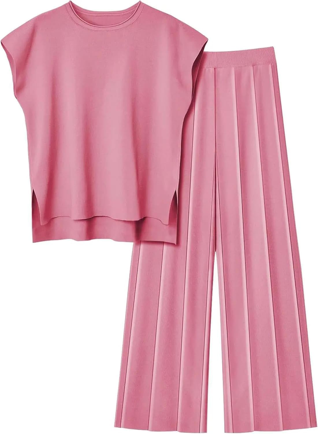 Women’S Tank Top Knit Vest Wide Leg Pants Ice Silk Suit Summer Casual Outfit Lounge Travel Vacation Outfits Clothes
