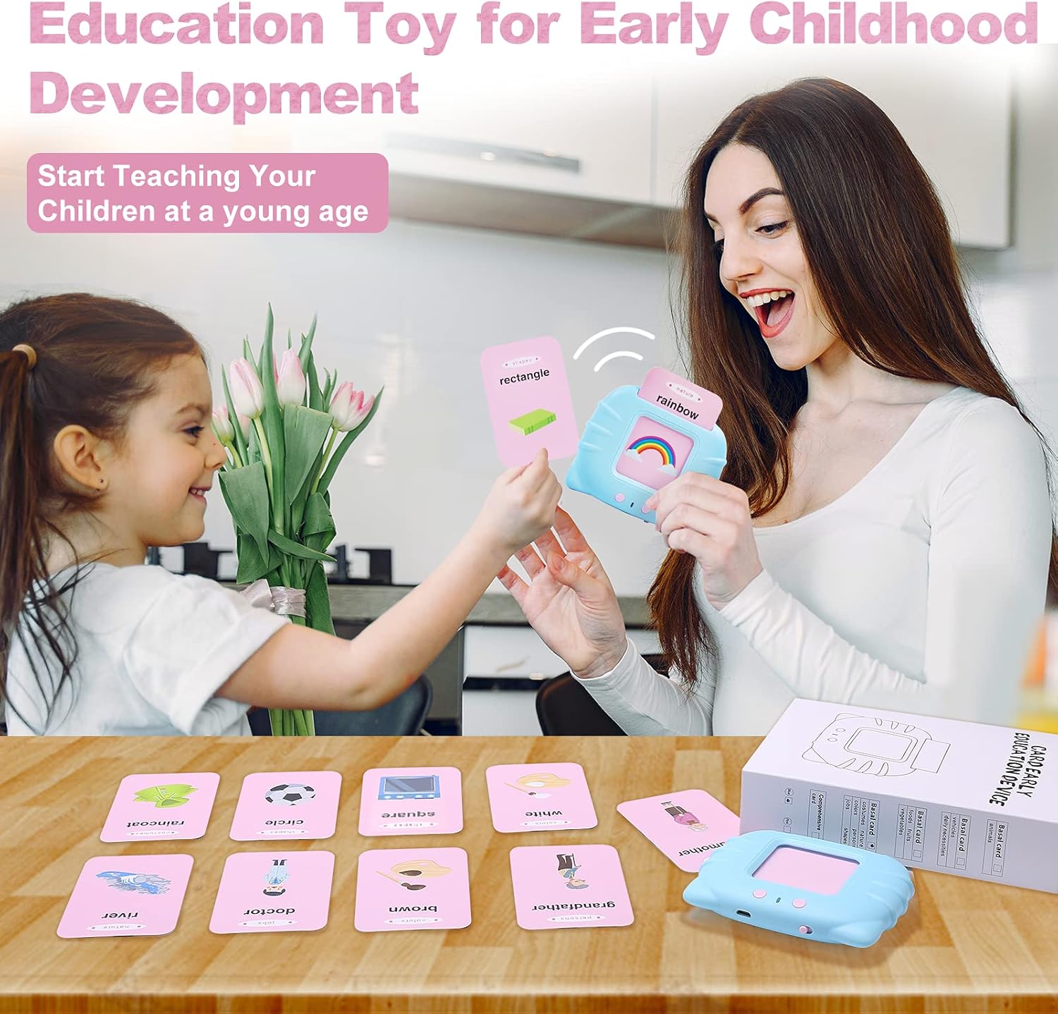 Beeih Flash Cards Toys for Kids Educational Talking Toys Learning Toys for 2 3 4 5 Year Olds Boys Girls Birthday Halloween Christmas Children Gift, Language Learning Toys for Toddlers 1-6 Years Old : Toys & Games