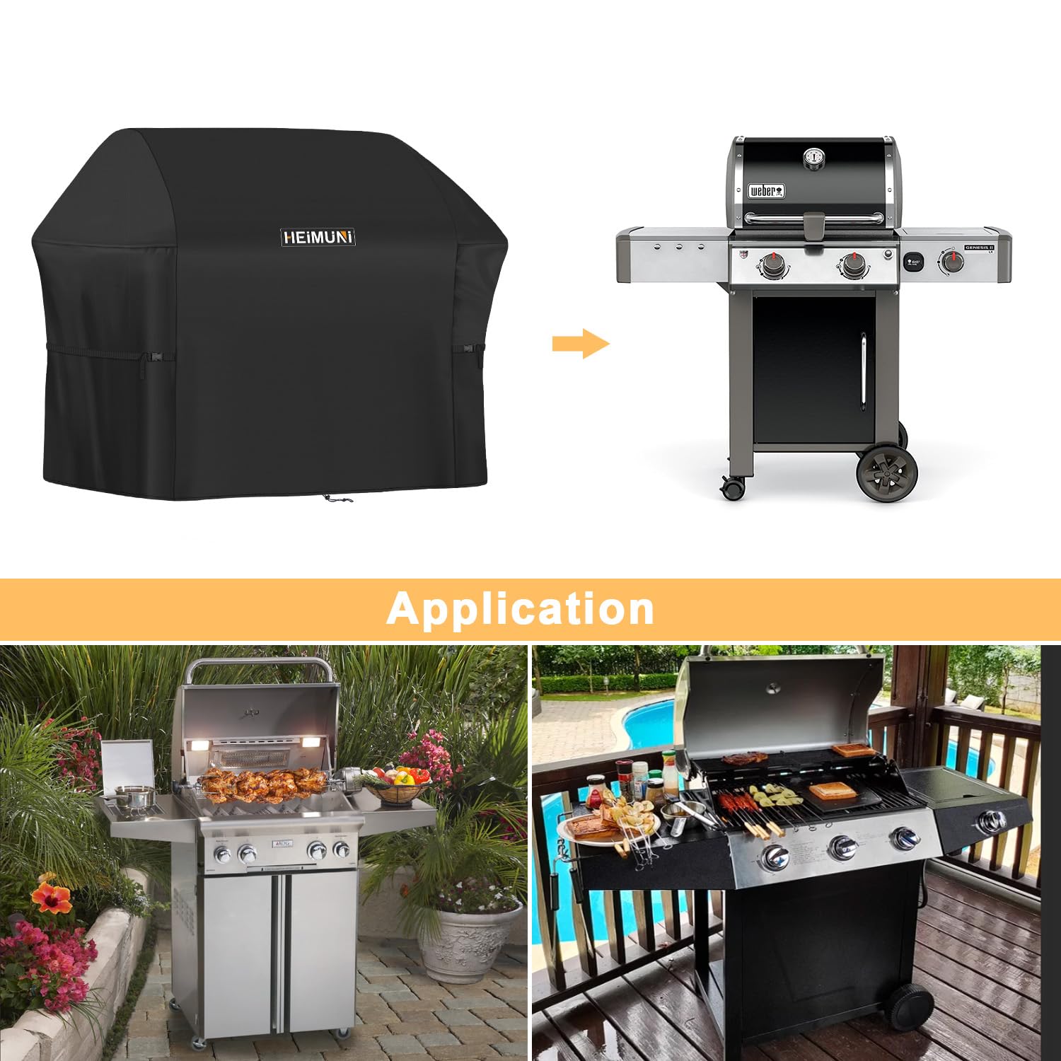 Funda Barbacoa Exterior, Funda Barbacoa para Weber Spirit 200 Serie, Funda Parrilla Exterior Impermeable Cubierta de Barbacoa para Weber Spirit II 200 Series, Spirit II E210 (125x46x110cm) — view 7