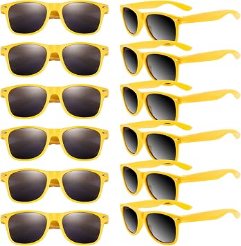 TUPARKA 12 Pack Sunglasses in Bulk School Goody Bag Fillers for Birthday Beach Pool Party, Yellow